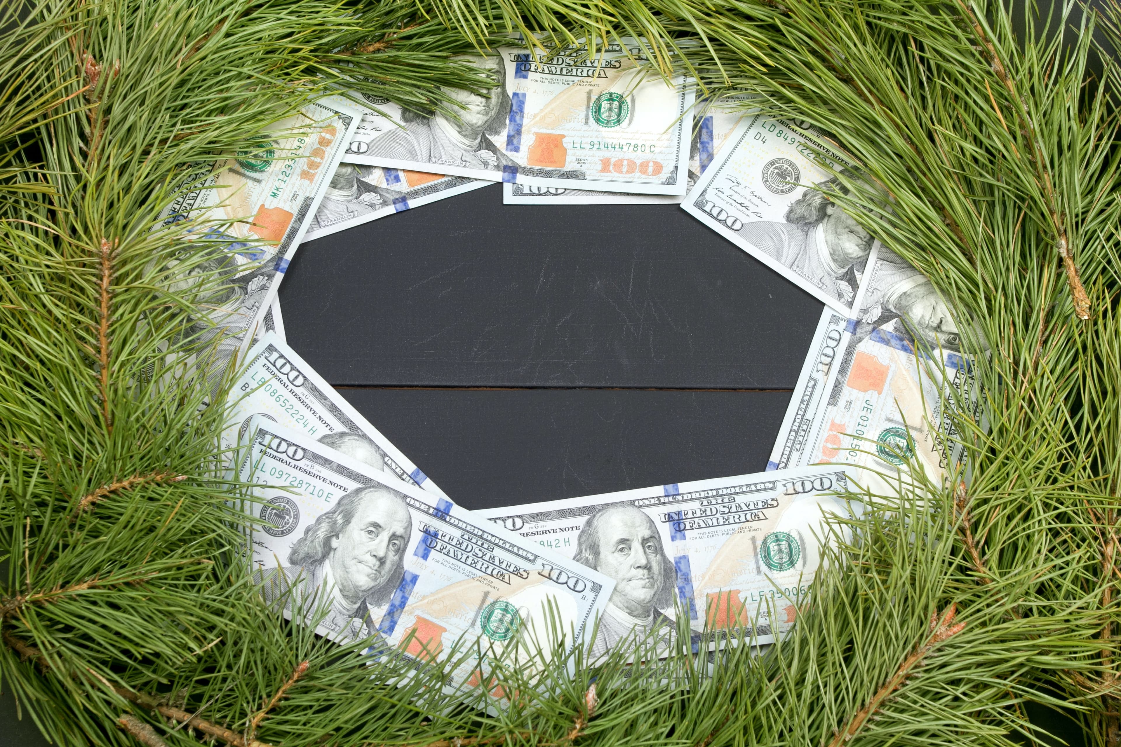 A Wreath Made Out of Dollar Bills