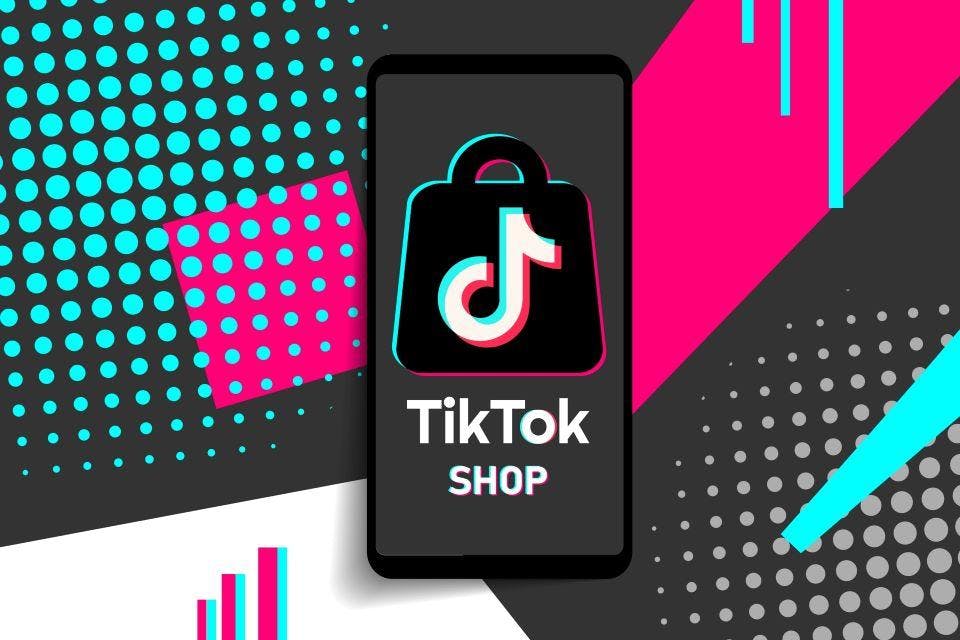 TikTok Shop logo that uses the TikTok logo